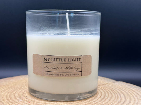 Lavender & White Sage Hand-Poured 9 oz Glass Jar Candle